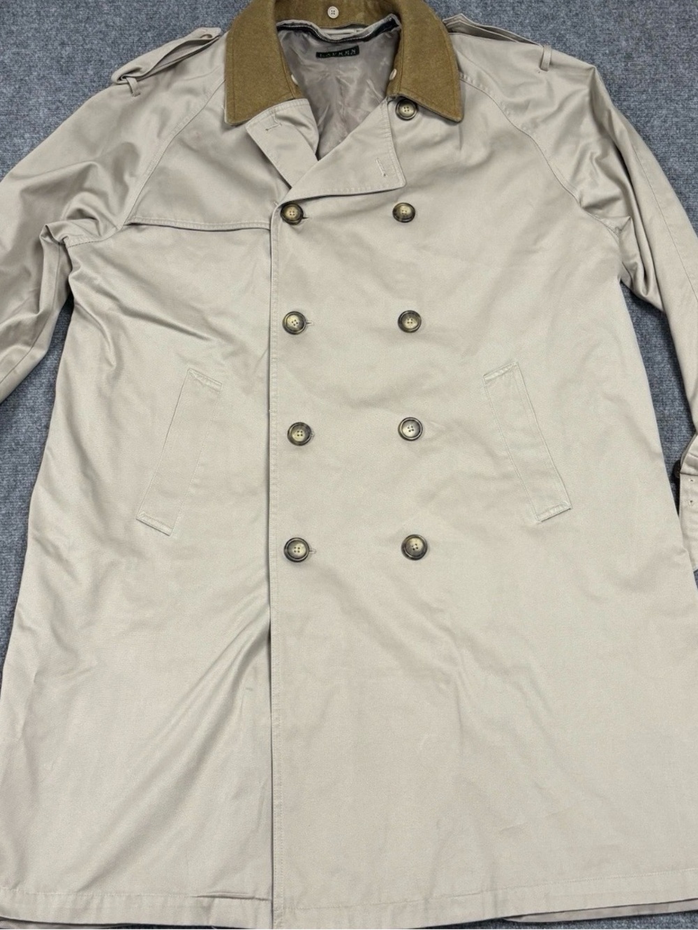 LAUREN RALPH LAUREN GREEN LABEL TRENCH COAT DUSTER OVERCOAT MENS Sz 44R